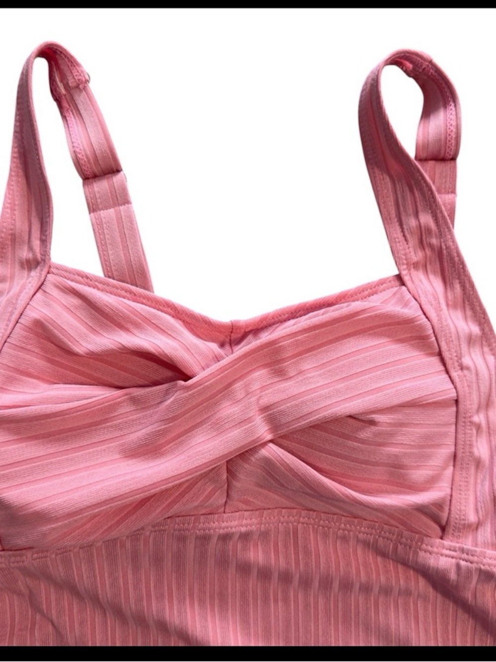 Pink Ribbed Tankini Top-Small - Picture 2 of 3